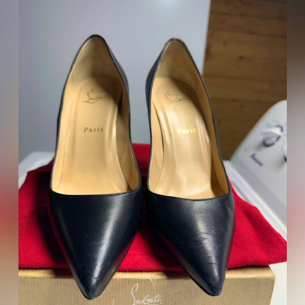 Christian Louboutin Size US 9 and EUR 39 Women Black Apostrophy Pump 4”